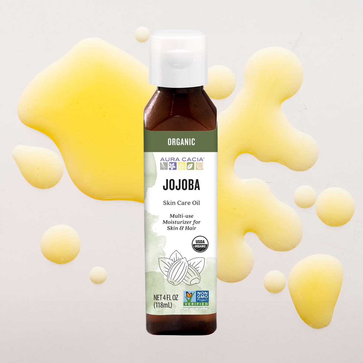 Aura Cacia Balancing Jojoba Oil applied to the body for gentle hydration
