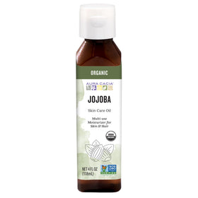Aura Cacia Balancing Jojoba Oil bottle delivers lightweight moisture for skin