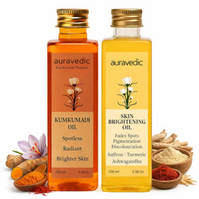 Auravedic Kumkumadi Oil and Skin Oil Combo bottle front for daily radiant skin.
