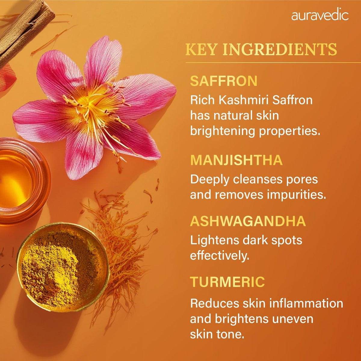 Auravedic Kumkumadi Oil and Skin Oil Combo drops on hand show lightweight texture.