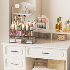 Aurblozen acrylic storage with multipurpose compartments for brushes and foundations