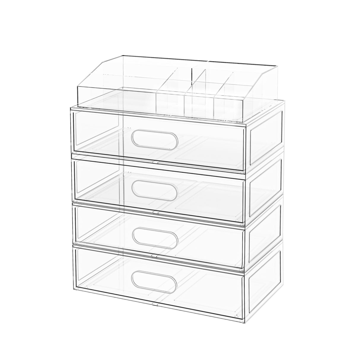 Aurblozen Clear Stackable Makeup Organizer drawer with lipstick display for quick access