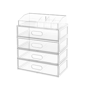 Aurblozen Clear Stackable Makeup Organizer drawer with lipstick display for quick access