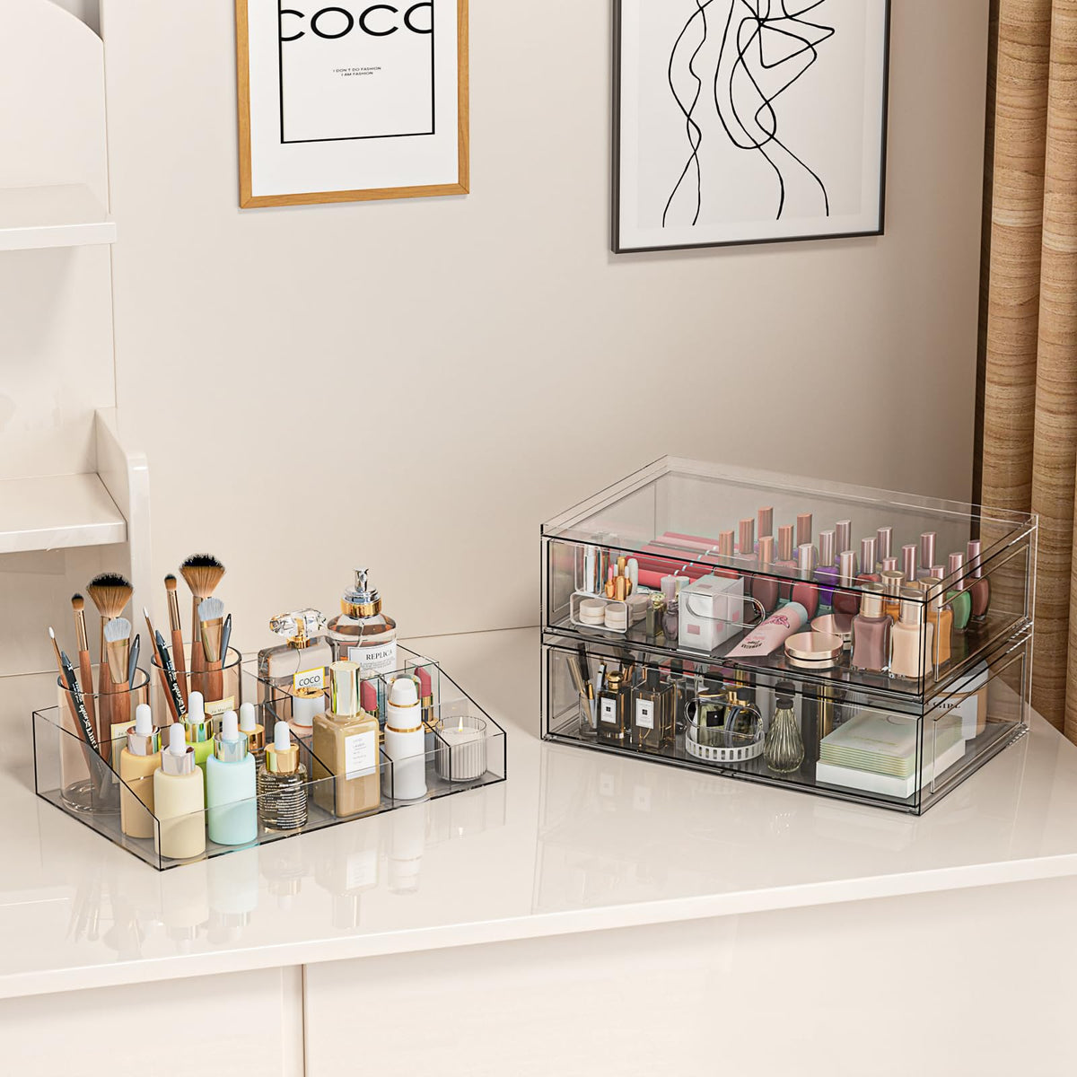Aurblozen multi-purpose bathroom storage tidies cosmetics and skincare with versatile compartments.