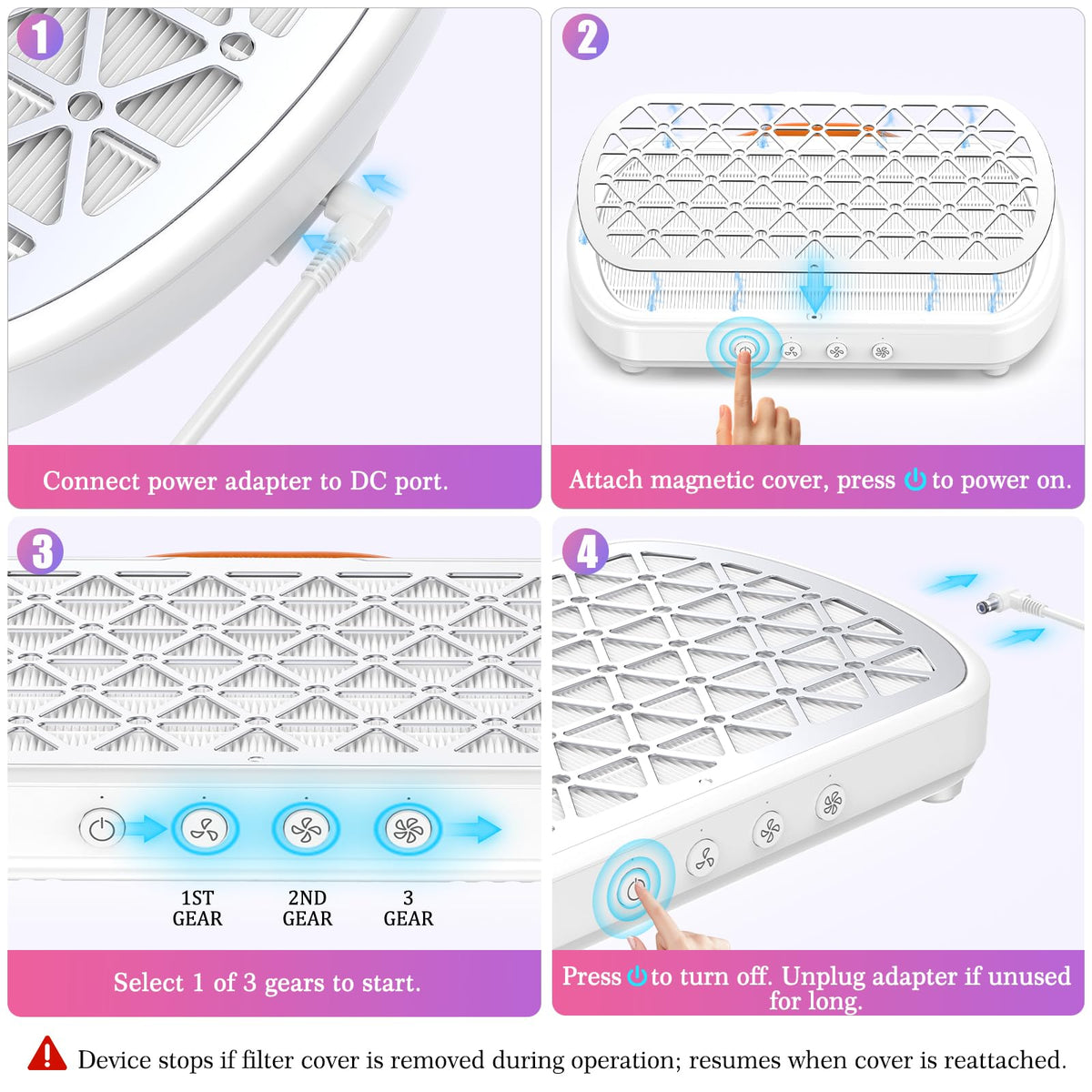 AURELLE easy-cleaning process showing quick filter refresh.