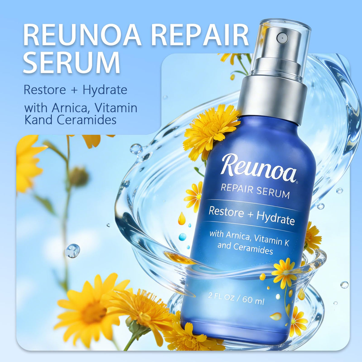 Aureph Reunoa serum Arnica closeup highlighting a soothing ingredient.