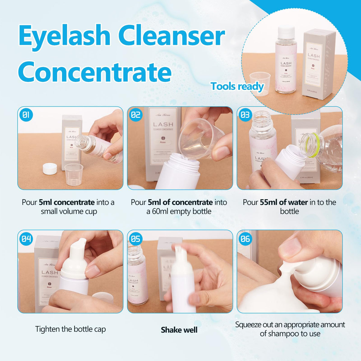 AuReve Lash Shampoo is oil-free for sensitive eyes