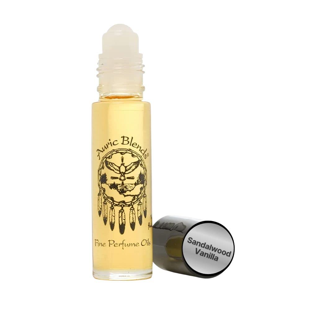 Auric Blends Sandalwood Vanilla roll-on bottle for long-lasting fragrance and everyday wear