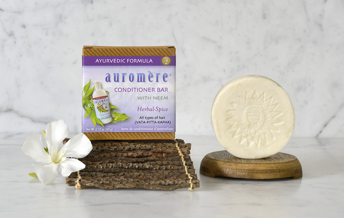 Auromere conditioner bar delivers silky, moisturized hair after use.