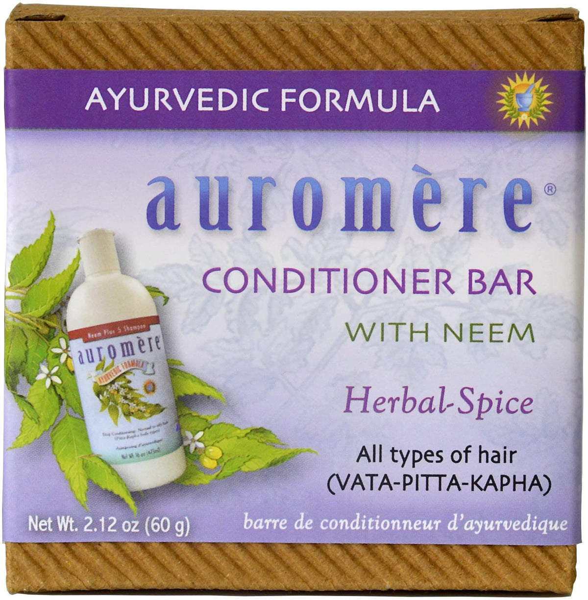 Auromere conditioner bar with neem infusion supports scalp comfort and hair health.