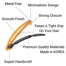 AURORA PIN 2-inch barrettes grip hair securely for any hair type.