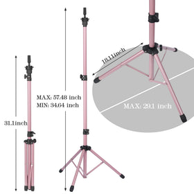 Auroras wig stand height adjustment enables comfortable use while seated or standing.