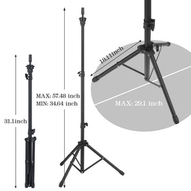 Auroras wig tripod height adjustment supports seated or standing demonstrations.