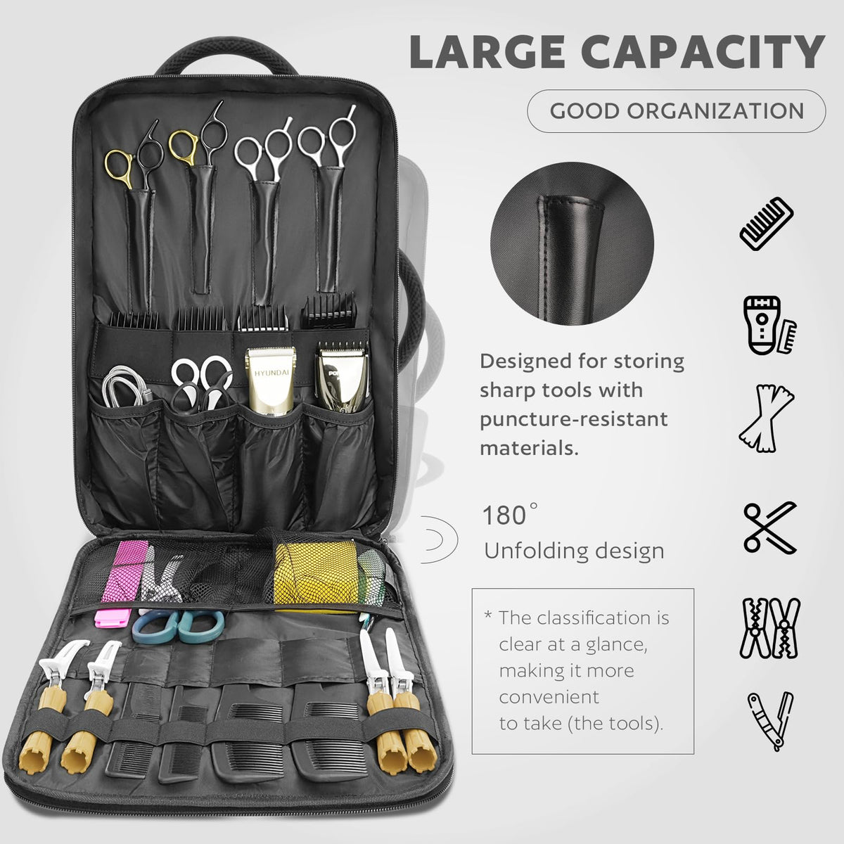 AUROTIER barber bag with smart capacity holds clippers, scissors, and accessories neatly