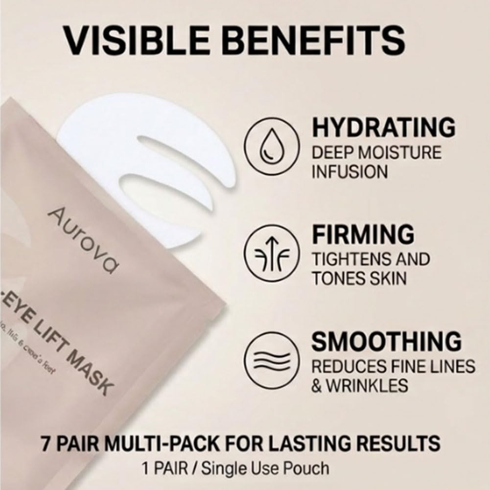 Aurova Beauty Eye Mask features rose extract and caffeine for refreshed appearance.