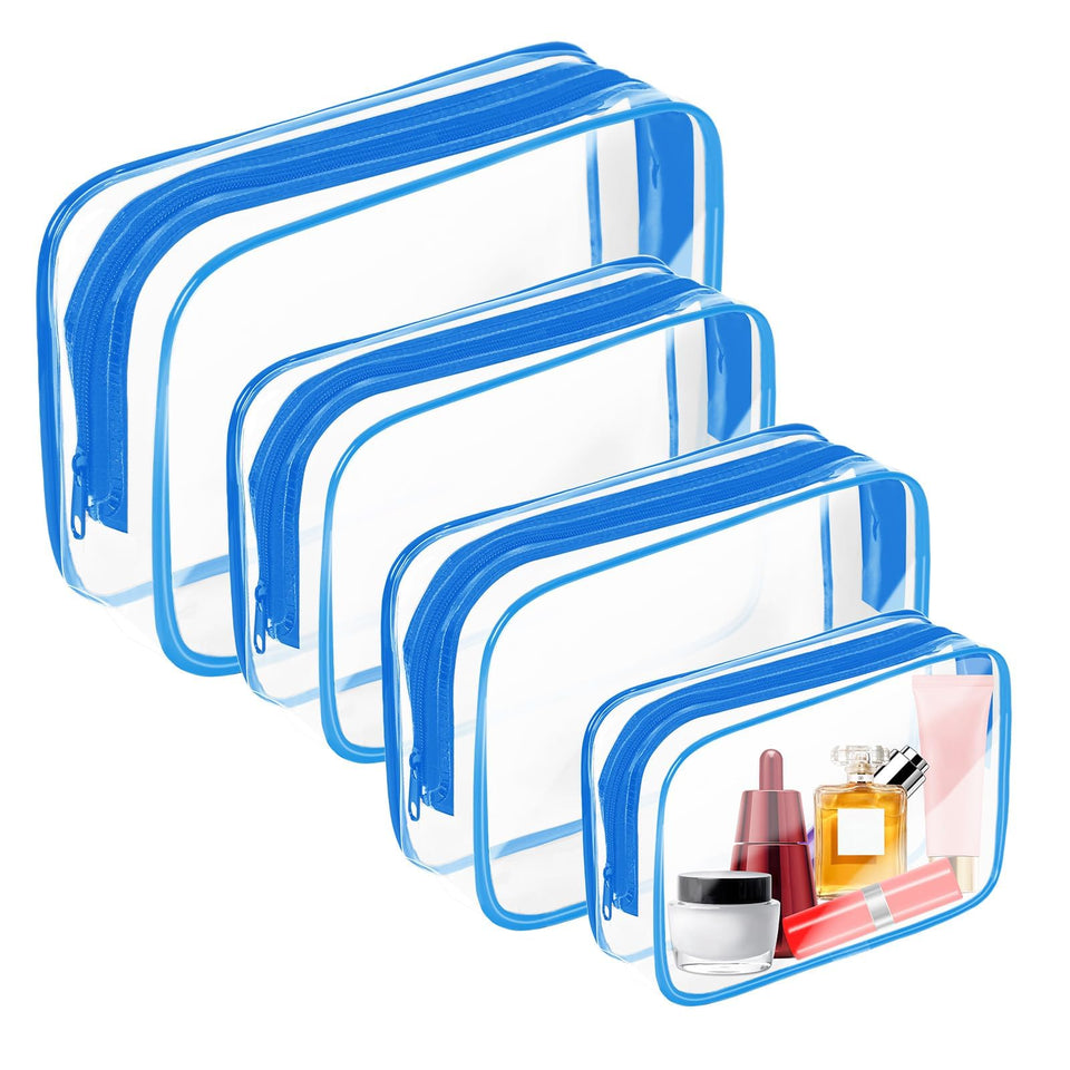 AURUZA clear makeup bag front view demonstrates transparent design for quick checks.