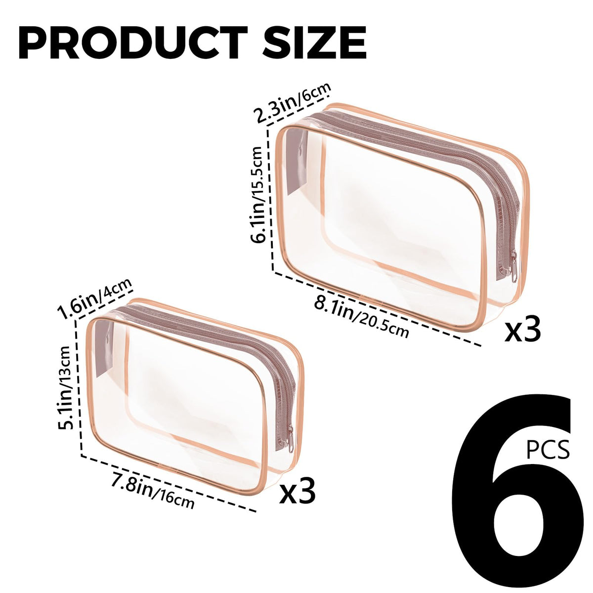 AURUZA clear makeup bag TSA-approved for quick security checks and easy visibility.