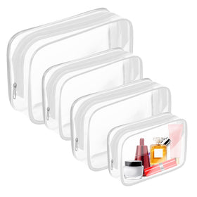 AURUZA clear makeup bag with zipper for effortless airport security visibility.
