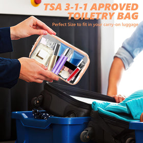 AURUZA clear organizer bag for women keeps toiletries neatly spaced and accessible.