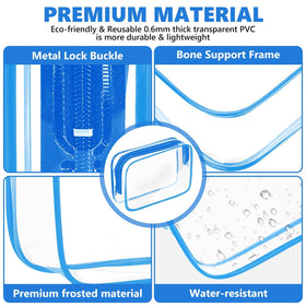 AURUZA clear PVC material close-up emphasizes see-through design for fast access.