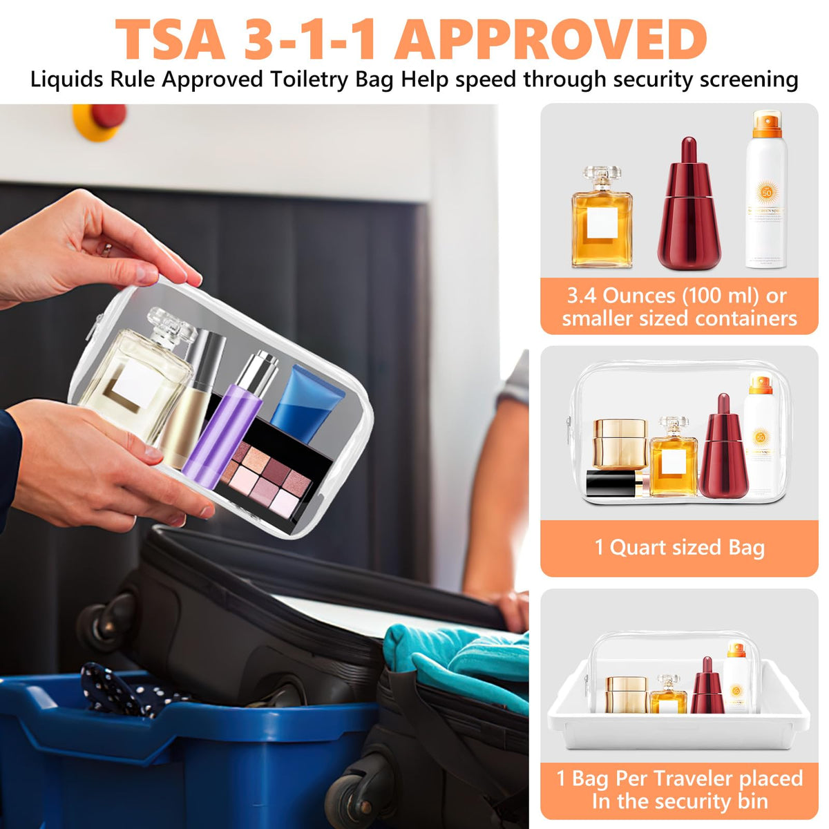 AURUZA PVC cosmetic pouch airport approved, BPA-free and durable for daily use.