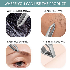 AUSOMTEK stainless steel beard tweezers with satin finish for durability.