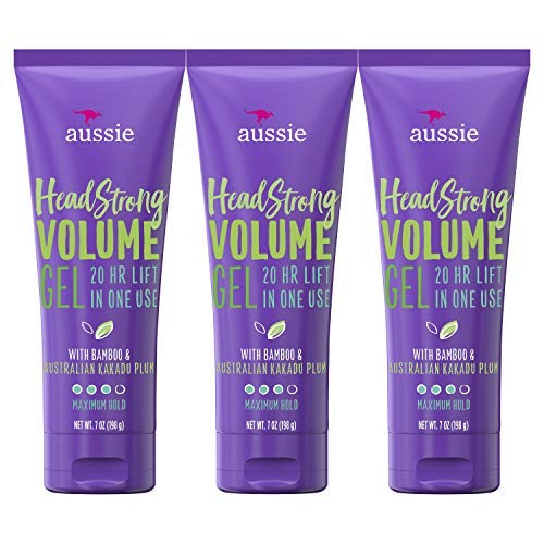 Aussie Hair Gel 7oz tube for volumizing and textured hold with Kakadu plum and bamboo extract.