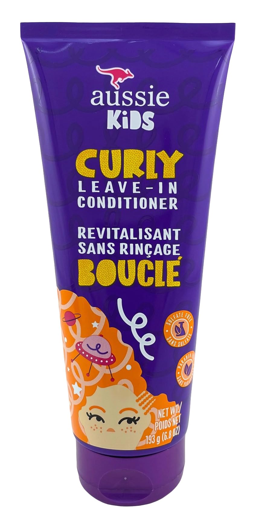 Aussie Kids Leave-In Curly Conditioner on hair shows smooth, manageable curls.