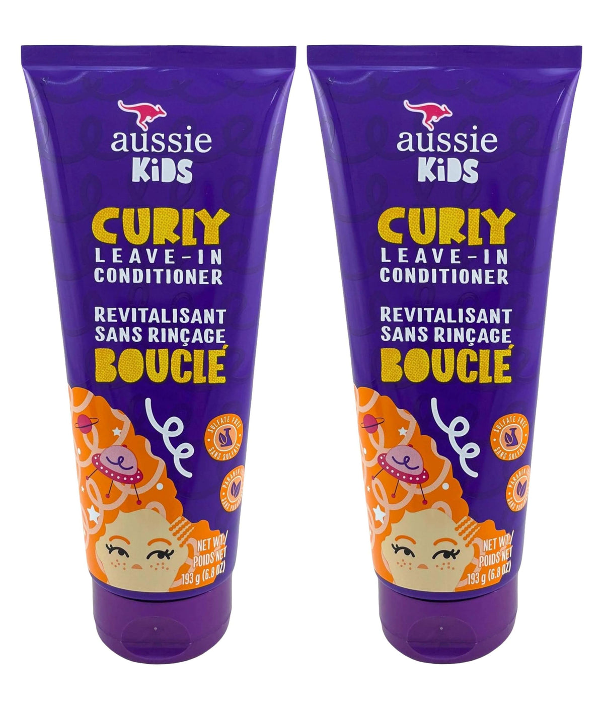 Aussie Kids Leave-In Curly Conditioner pack of two offers convenient family-sized conditioning.