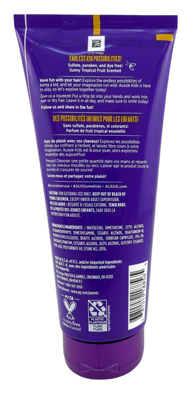 Aussie Kids Leave-In Curly Conditioner bottle highlights shine and curl definition.