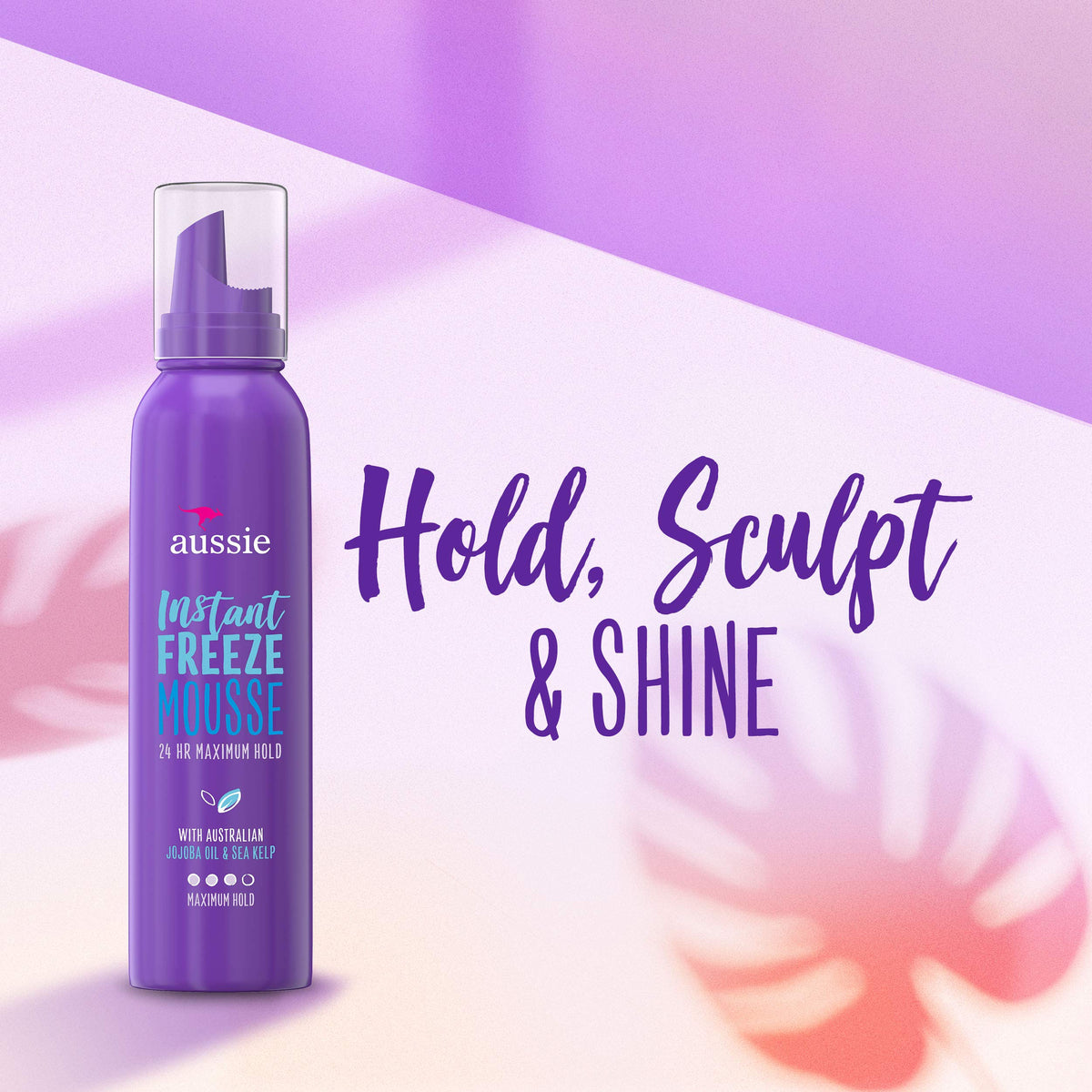 Aussie Mousse damp hair application demonstrating easy distribution through strands.
