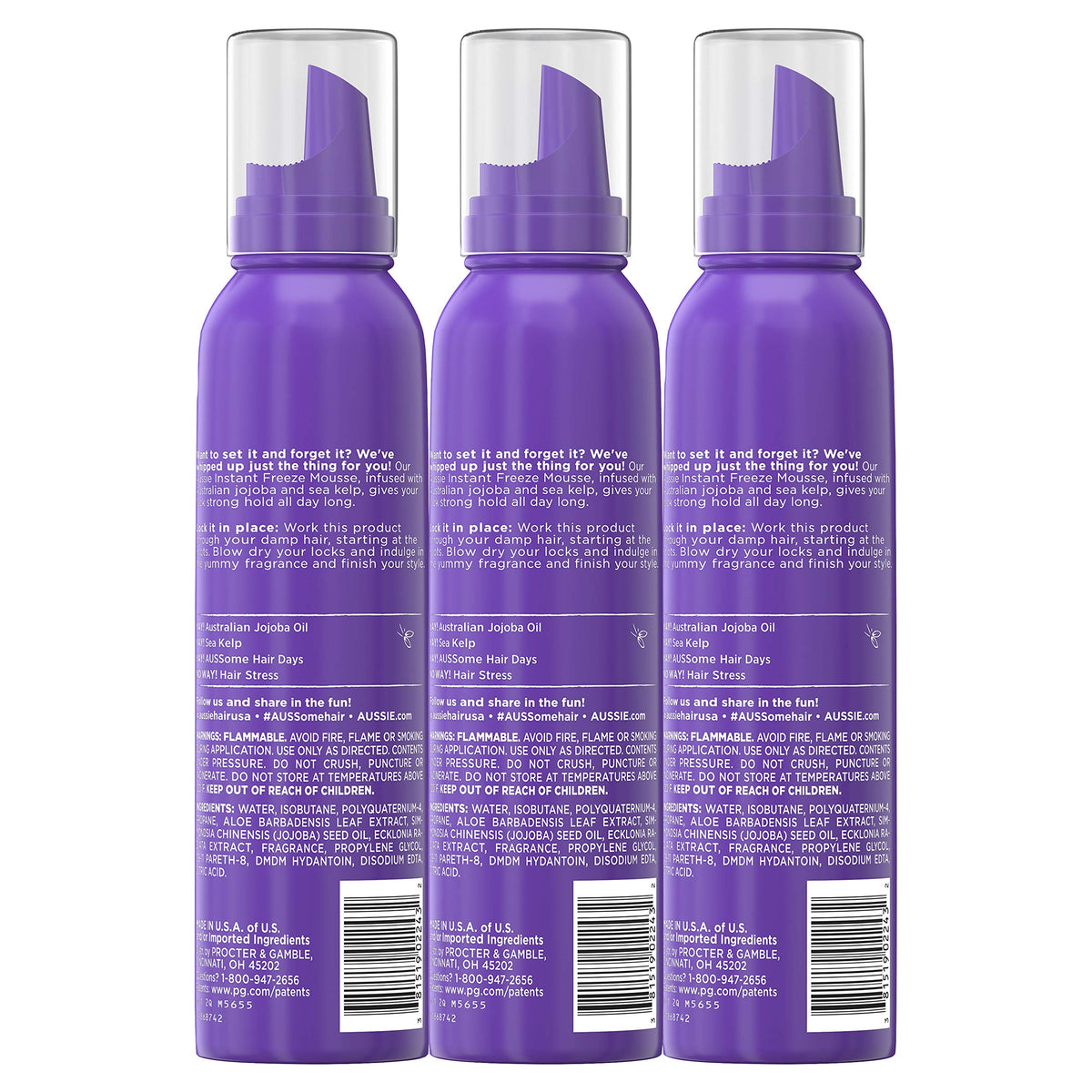 Aussie Mousse jojoba oil ingredient closeup showing nourishing care.