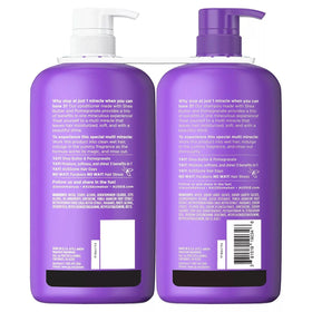 Aussie Multi Miracle Shampoo bottle front shows nourishing formula with pomegranate and shea butter