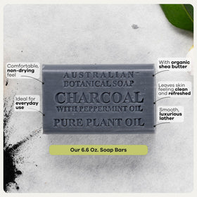 Australian Botanical African Black Soap bar on sink ready for daily use.
