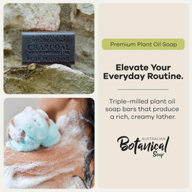 Australian Botanical African Black Soap peppermint oil drops indicate refreshing aroma.