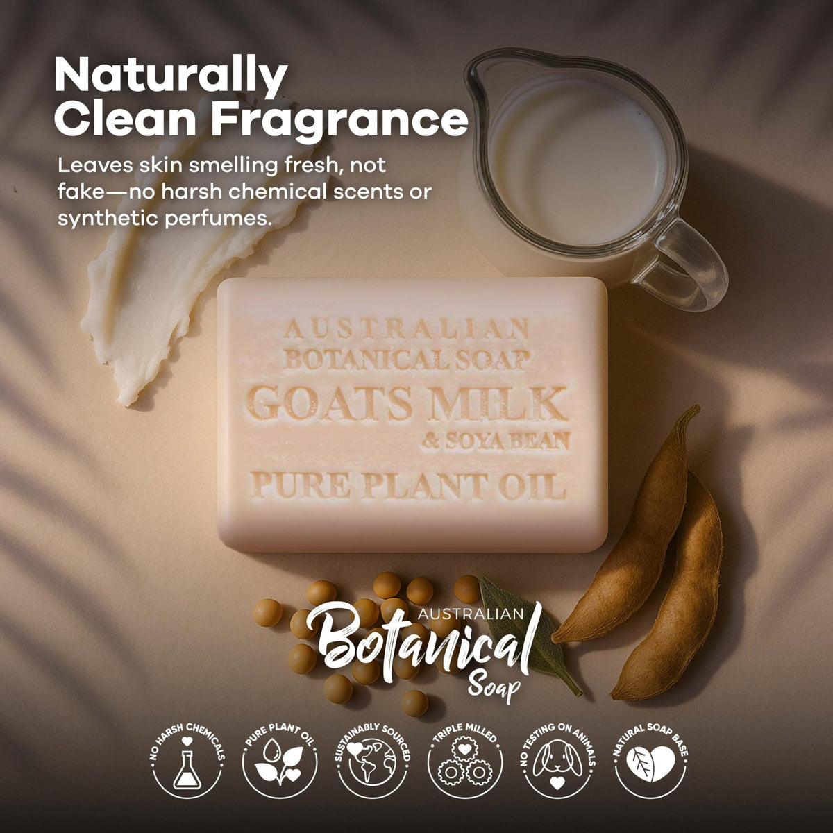 Australian Botanical Goat Milk Soap no sulfates delivers gentle cleansing