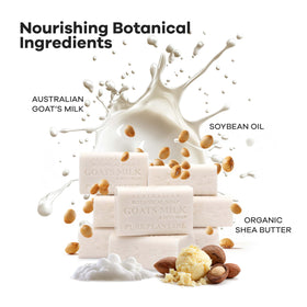 Australian Botanical Goat Milk Soap bars show a long-lasting creamy cleansing experience
