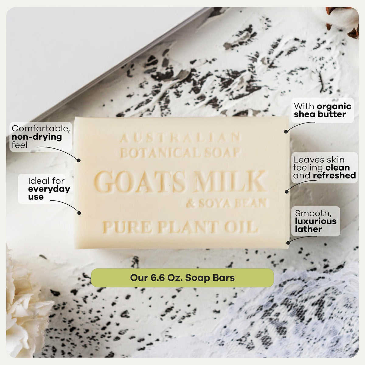 Australian Botanical Soap Aloe Vera with Green Tea Extract bar soothes and hydrates daily.