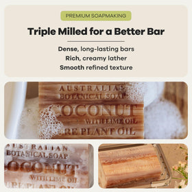 Australian Botanical Soap coconut-shell-exfoliation: mild exfoliation for smoother skin.