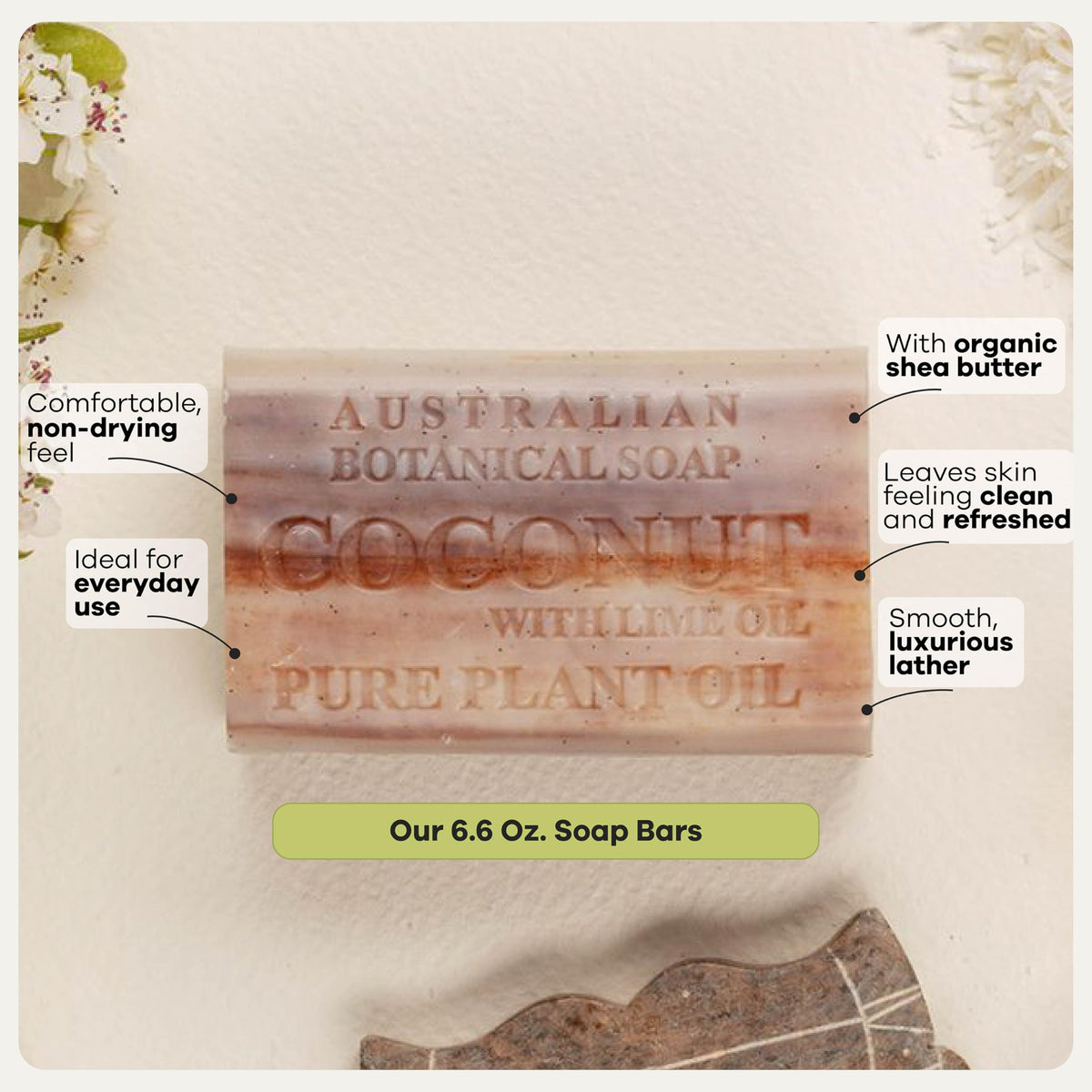 Australian Botanical Soap cruelty-free-bar: ethical choice for daily washing.