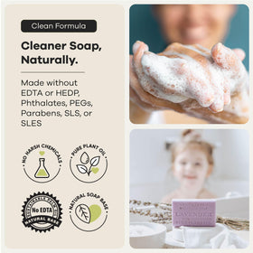 Australian Botanical Soap Lavender Bar bubbles show rich cleansing lather.