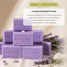Australian Botanical Soap Lavender Bar closeup texture emphasizes triple milled durability.