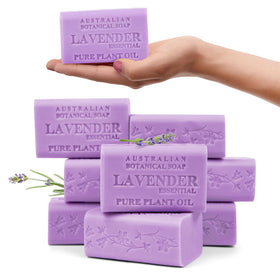 Australian Botanical Soap Lavender Bar front view highlights long-lasting, premium lather.