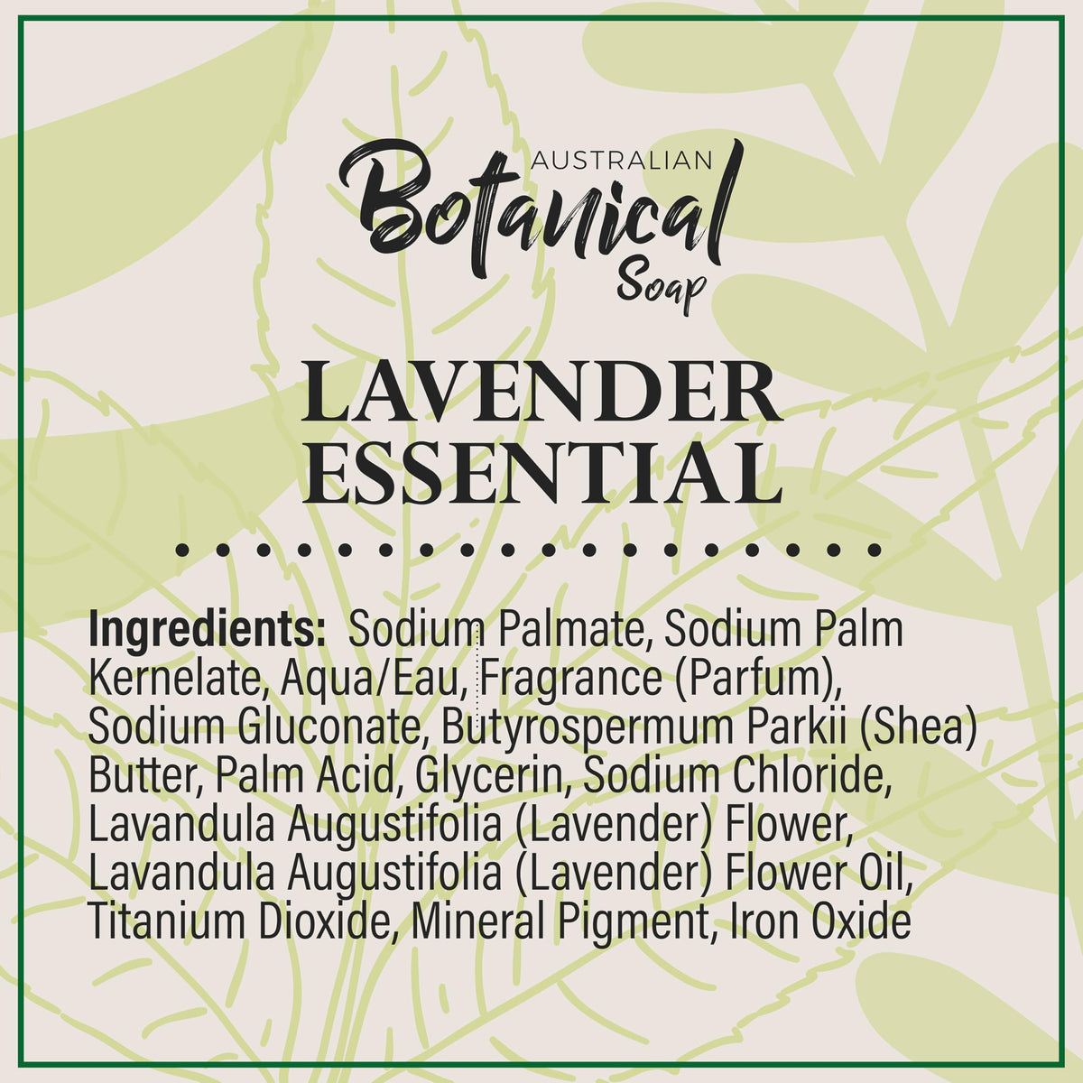 Australian Botanical Soap Lavender Bar gift-ready packaging with natural aesthetics.