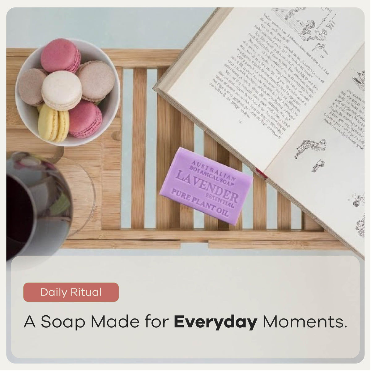Australian Botanical Soap Lavender Bar in shower demonstrates everyday use.