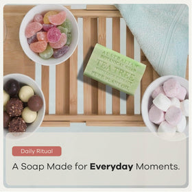 Australian Botanical Soap Lemongrass with Lemon Myrtle bar brightens and tones the skin.