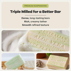 Natural ingredients in glass bowl highlight sustainable oils in Australian Botanical Soap.