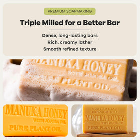 Natural soap base with plant oils displayed for a gentle cleanse.