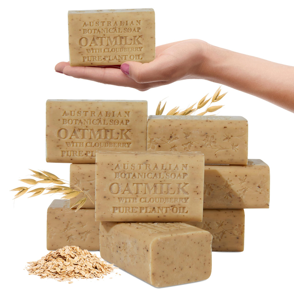 Australian Botanical Soap Oat Milk with Cloudberry bar front view, gentle daily cleansing.