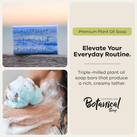 Australian Botanical Soap sandalwood cocoa butter bar highlighting rich lather